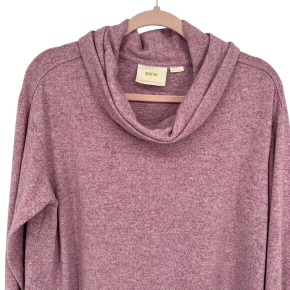 Anthropologie Maeve Knit Cowl Neck Tunic Sweater Heathered Pink Size Small - Picture 3 of 8